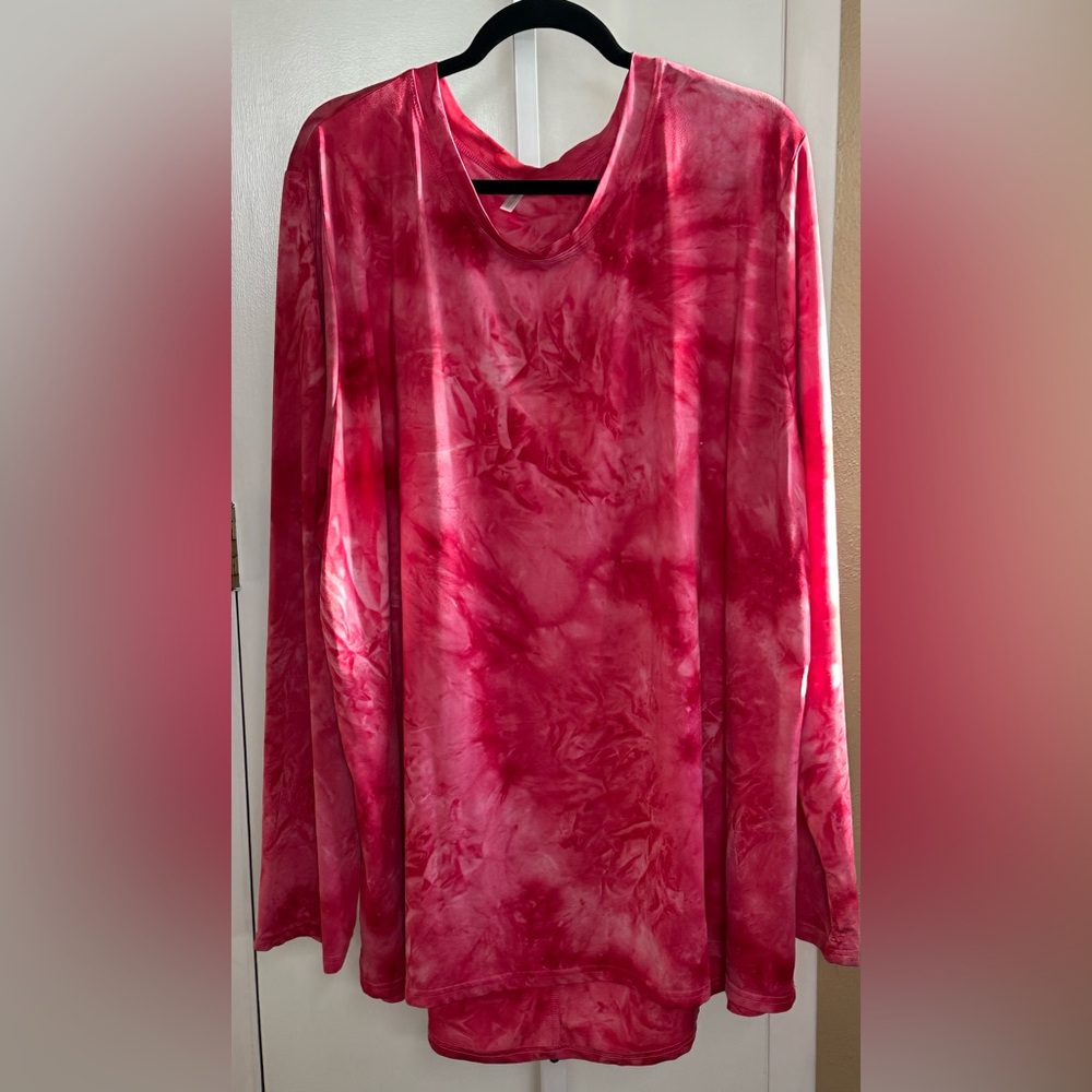 Foreyond Pink Tie Dye Long Sleeve Top 5X Athleisure Yoga Activewear